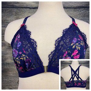 Cacique Bra Front Closure Bralette Size 46C Navy